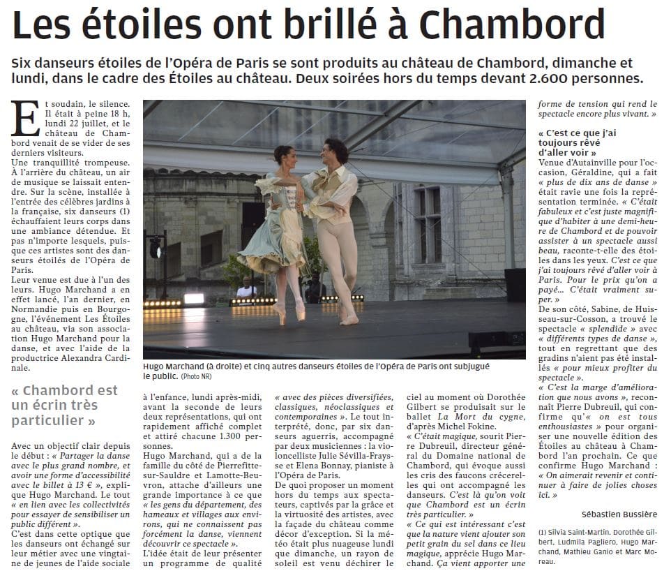 La Nouvelle République Hugo marchand pour la Danse